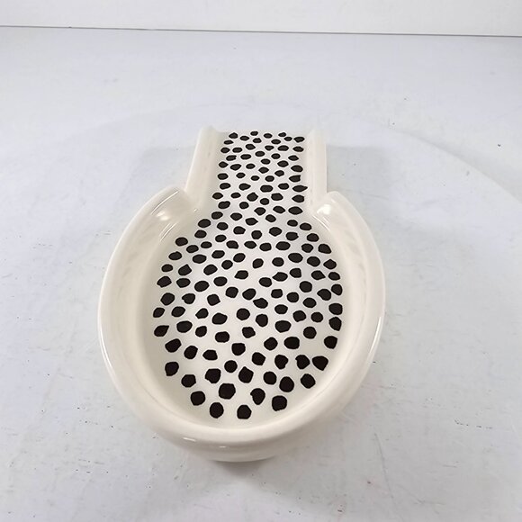 Thyme & Table Stoneware Spoon Rest Black Polka Dot Design Dishwasher Safe - Picture 8 of 8